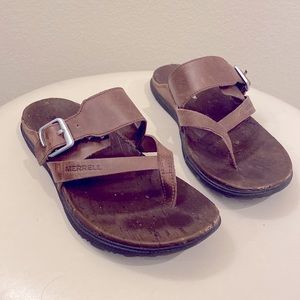 Merrell brown leather sandals, size 6